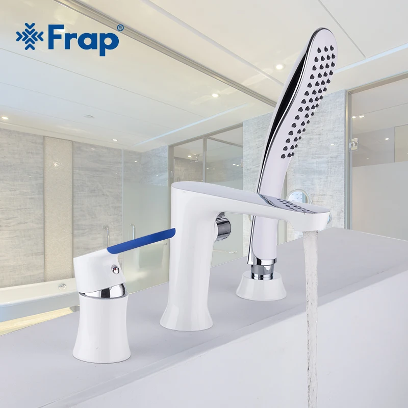 Frap White Bathtub Faucet Bathroom Faucets Split Bathtub Faucet 3 Pcs Tap Pull Tap System with Hand Holder
Frap White Bathtub Faucet Bathroom Faucets Split Bathtub Faucet 3 Pcs Tap Pull Tap System with Hand Holder