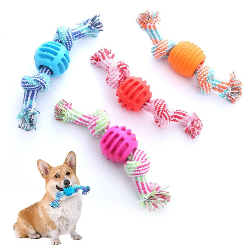 

Игрушка-веревка для собак с защитой от укусов, интерактивный дизайн для домашних животных с узлом, Маленькие Средние искусственные веревки, Игрушка-прорезыватель для щенков