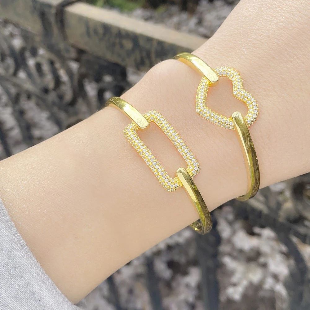 Fashion Zircon Opened Geometric Heart Shape Bangle Women Luxury Jewelry Adjustable Charm Bangles Bracelet Gift
Fashion Zircon Opened Geometric Heart Shape Bangle Women Luxury Jewelry Adjustable Charm Bangles Bracelet Gift
