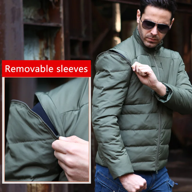 Men Down Jackets Winter Portability 90% White Duck Down Coat Military Waterproof Parkas Removable sleeves Outerwear
Men Down Jackets Winter Portability 90% White Duck Down Coat Military Waterproof Parkas Removable sleeves Outerwear