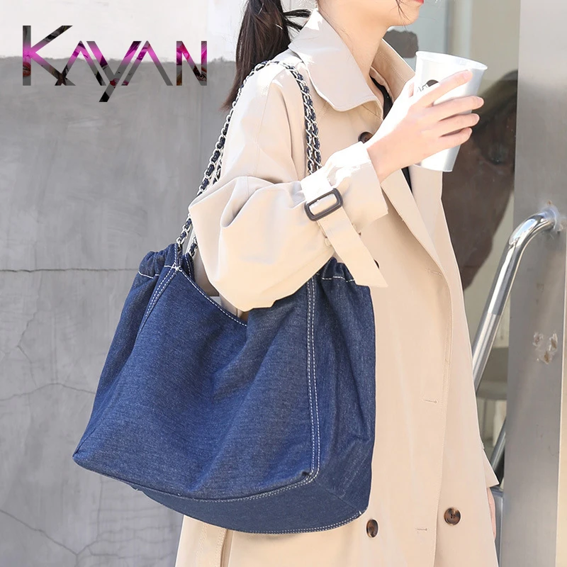 Fashion Trend Women Denim Bag Classic Solid Color Shoulder Ladies Bag Large Capacity Shopping Tote Bag Embroidery
Fashion Trend Women Denim Bag Classic Solid Color Shoulder Ladies Bag Large Capacity Shopping Tote Bag Embroidery