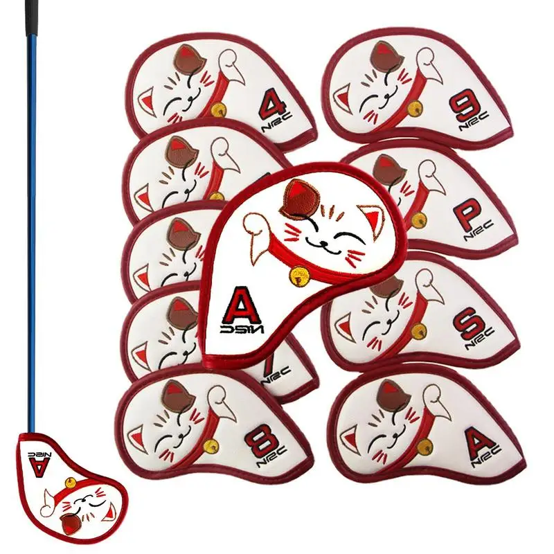 9Pcs Golf Iron Head Cover Embroidery Lucky Cat Driver Head Cover PU Semicircle Golf Iron Head Covers For Most Brands
9Pcs Golf Iron Head Cover Embroidery Lucky Cat Driver Head Cover PU Semicircle Golf Iron Head Covers For Most Brands