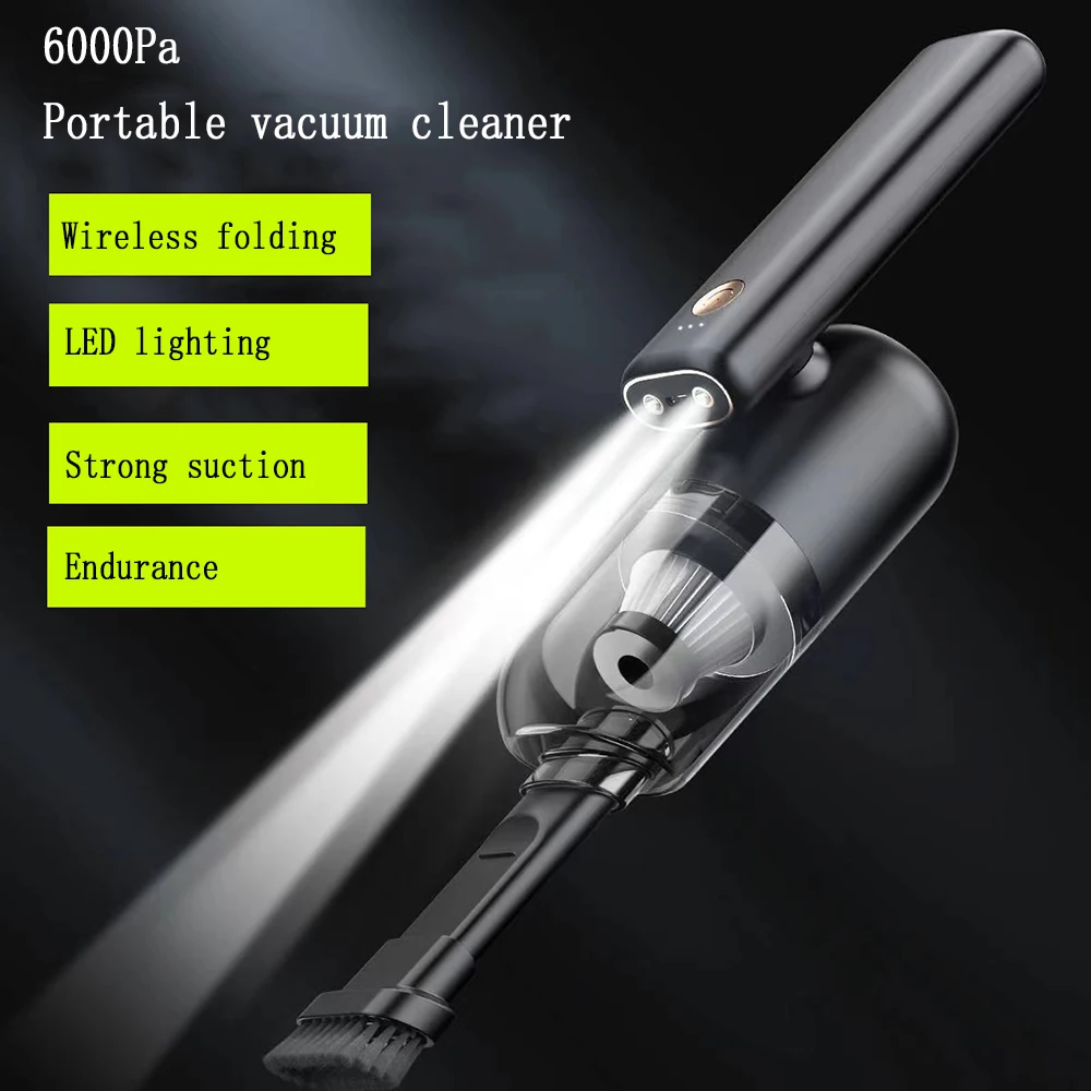 Беспроводной складной автомобильный пылесос со светодиодным освещением, 6000 Па
Беспроводной складной автомобильный пылесос со светодиодным освещением, 6000 Па