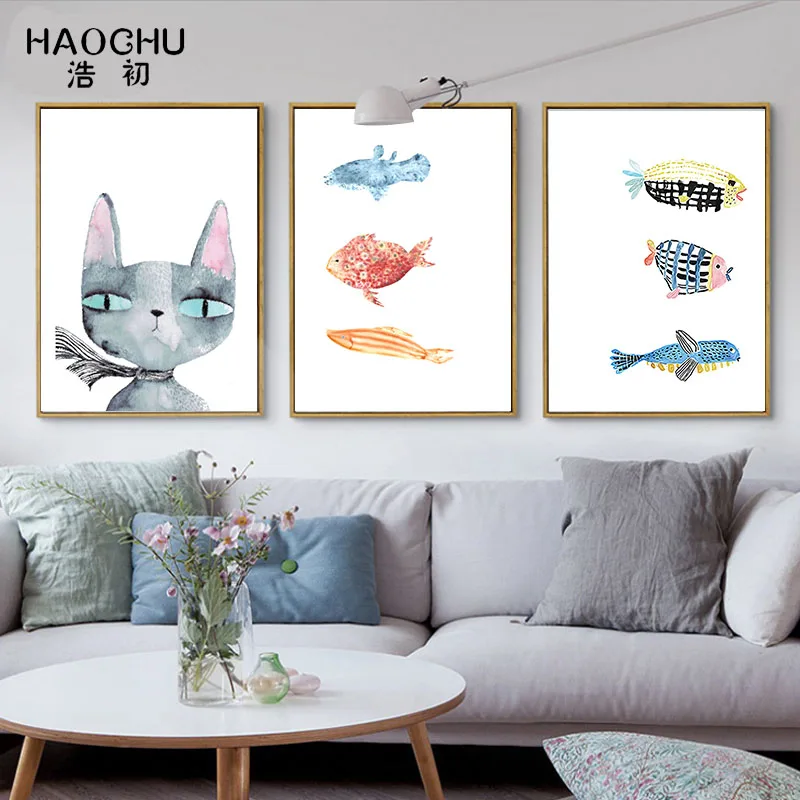 HAOCHU animal cats and tank fish wall decorative painting bedroom poster Nordic canvas art printing living room home decoration
HAOCHU animal cats and tank fish wall decorative painting bedroom poster Nordic canvas art printing living room home decoration