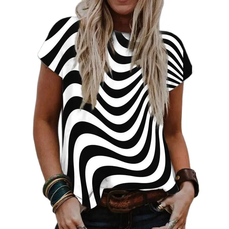 New Summer Fashion Brand Design Ladies T-Shirt Short Sleeve Top Zebra Stripe Line Design Abstract Print Women's Plus Size O Neck
New Summer Fashion Brand Design Ladies T-Shirt Short Sleeve Top Zebra Stripe Line Design Abstract Print Women's Plus Size O Neck