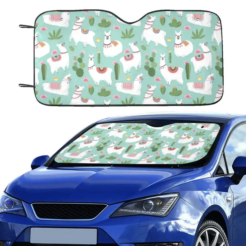 Alpaca Cactus Windshield Sun Shade, Green Plants Car Accessories Banner Auto Cover Protector Window Visor Screen Decor 55" x 29.
Alpaca Cactus Windshield Sun Shade, Green Plants Car Accessories Banner Auto Cover Protector Window Visor Screen Decor 55" x 29.