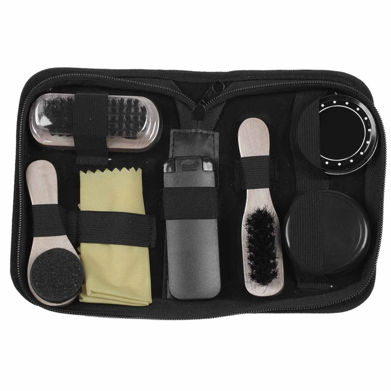 Portable Shoe Care Kit (Black & Neutral Shoe Shine Polish Oil, 3 Brushes, 1 Buffing Cloth, 1 Suit Brush, Storage Case)
Portable Shoe Care Kit (Black & Neutral Shoe Shine Polish Oil, 3 Brushes, 1 Buffing Cloth, 1 Suit Brush, Storage Case)