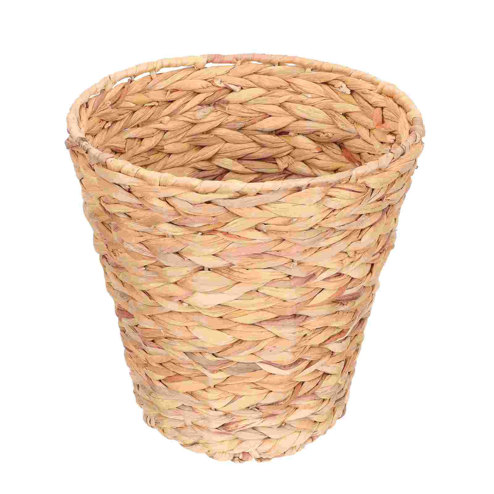 

Basket Woven Trash Can Waste Storage Bin Garbage Wicker Rattan Laundry Baskets Bathroom Paper Container Sundries Planter Hamper