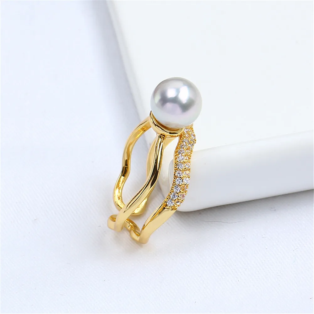 Domestic 14k gold plated micro zirconia curved ring zirconia pearl empty holder adjustable DIY accessories women
Domestic 14k gold plated micro zirconia curved ring zirconia pearl empty holder adjustable DIY accessories women