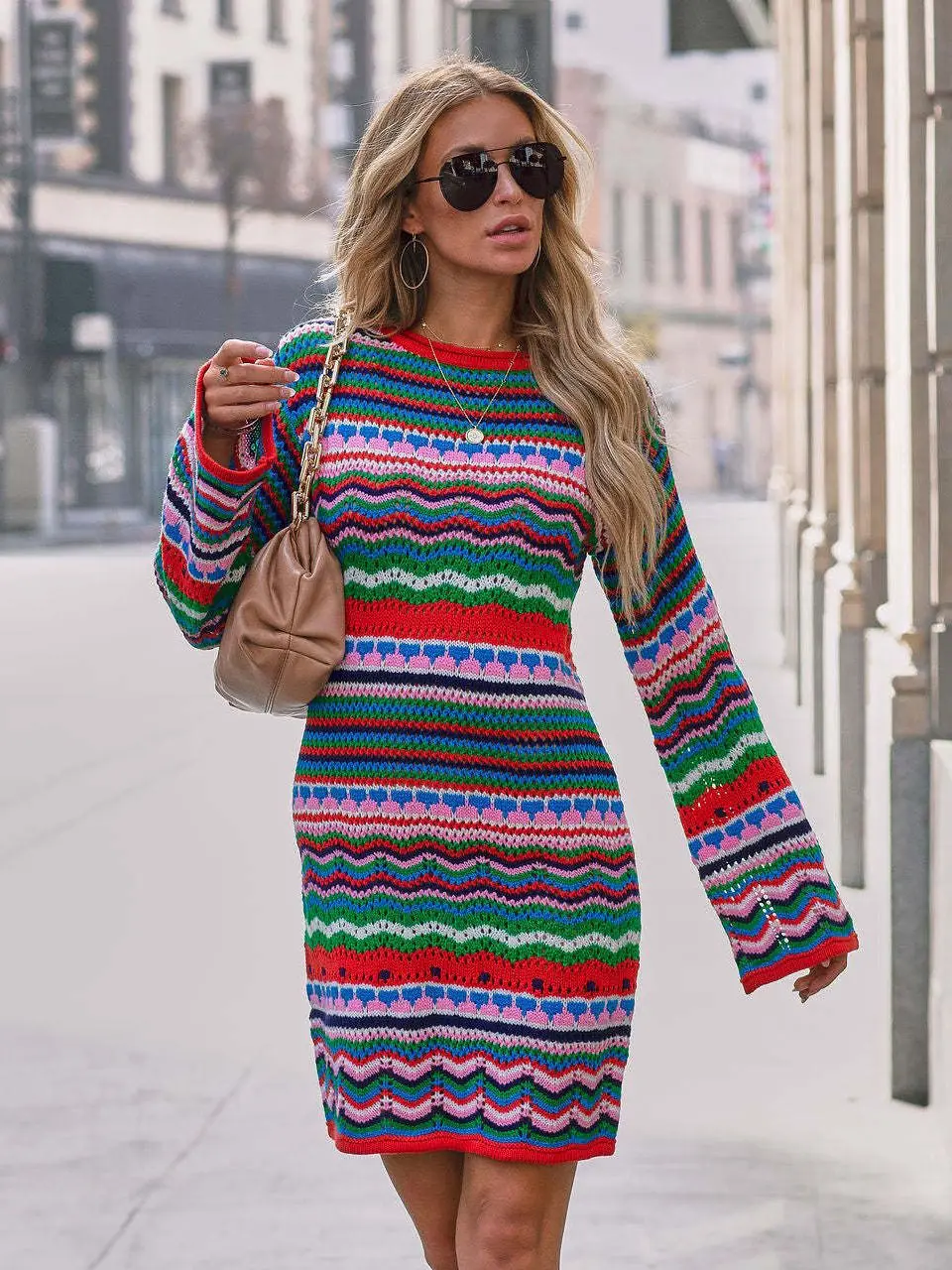 Casual Striped Round neck Trumpet sleeve Long sleeve Slim fit Winter Spring Fall Daily Short Dresses
Casual Striped Round neck Trumpet sleeve Long sleeve Slim fit Winter Spring Fall Daily Short Dresses