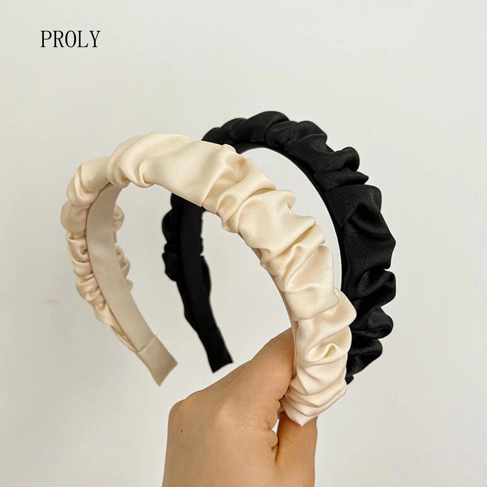 

PROLY New Fashion Hairband For Women Solid Color Pleated Headband Summer Fresh Light Color Turban Travel Hair Accessories