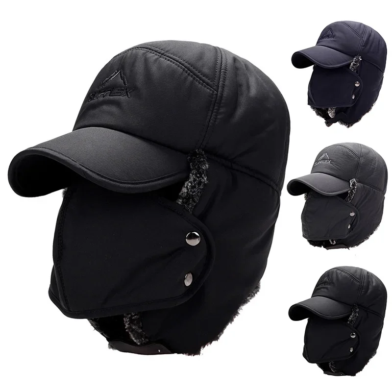 

Winter Fur Warm Windproof Hat Men Women Lei Feng Cap Bomber Faux Fur Ear Flap Cap Black Ski Trooper Trapper Cold Anti-snow Cap