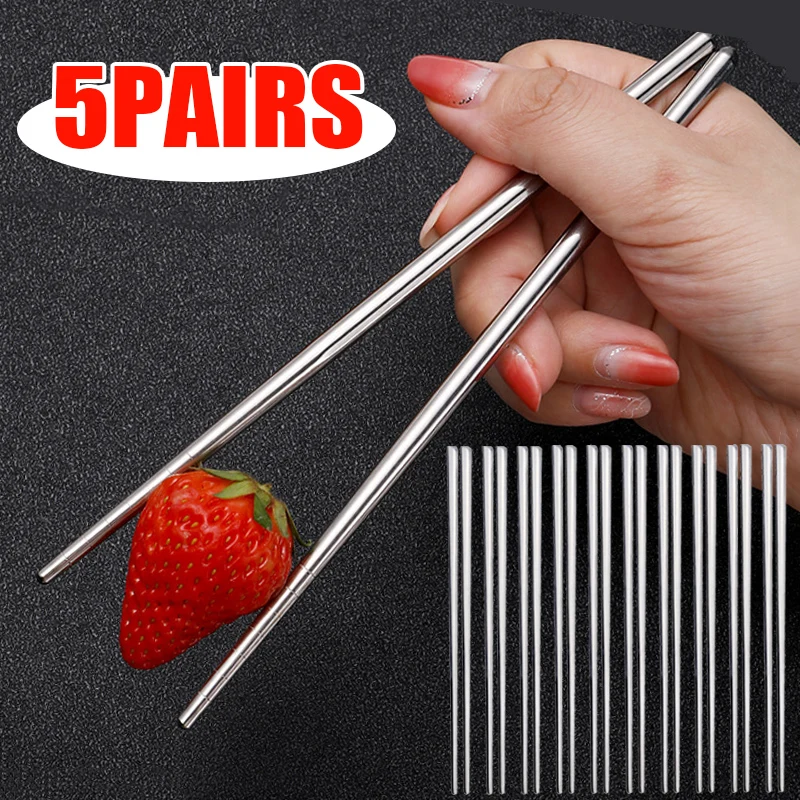 5Pairs Stainless Steel Chopsticks Non-slipping Silver Chopsticks Set Chinese Chopsticks Reusable Food Tableware Kitchen Tools
5Pairs Stainless Steel Chopsticks Non-slipping Silver Chopsticks Set Chinese Chopsticks Reusable Food Tableware Kitchen Tools
