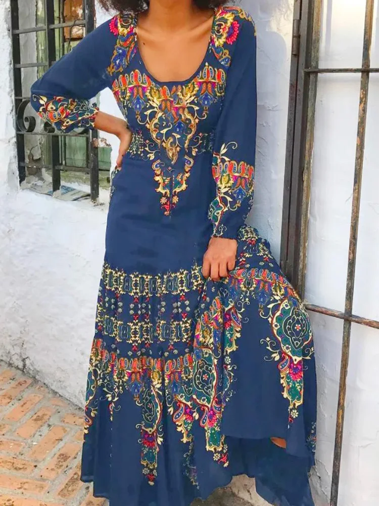 Vintage Pattern Print Loose Long Dress Spring Women Elegant Long Sleeve Maxi Dress 2022 Summer Casual O Neck Office Party Dress
Vintage Pattern Print Loose Long Dress Spring Women Elegant Long Sleeve Maxi Dress 2022 Summer Casual O Neck Office Party Dress