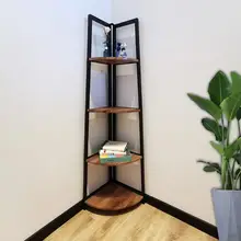 1Pc Home Foldable Shelf Corner Floor Storage Stands Flower Rack Room Wall Corner Triangular Wood Rack