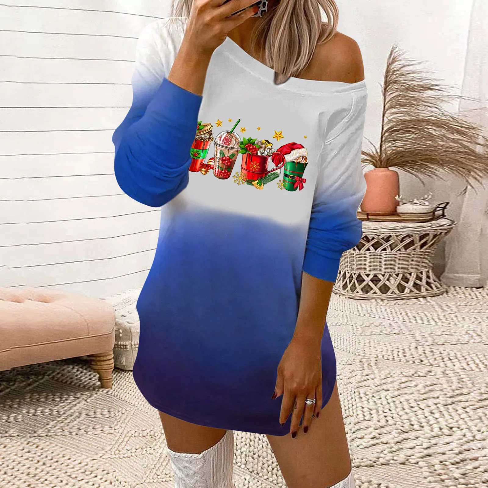 Womens Fashion Casual Merry Christmas Prints O Neck Off Shoulder Long Sleeves Sweatshirts Dress Womens Casual Summer Dress
Womens Fashion Casual Merry Christmas Prints O Neck Off Shoulder Long Sleeves Sweatshirts Dress Womens Casual Summer Dress