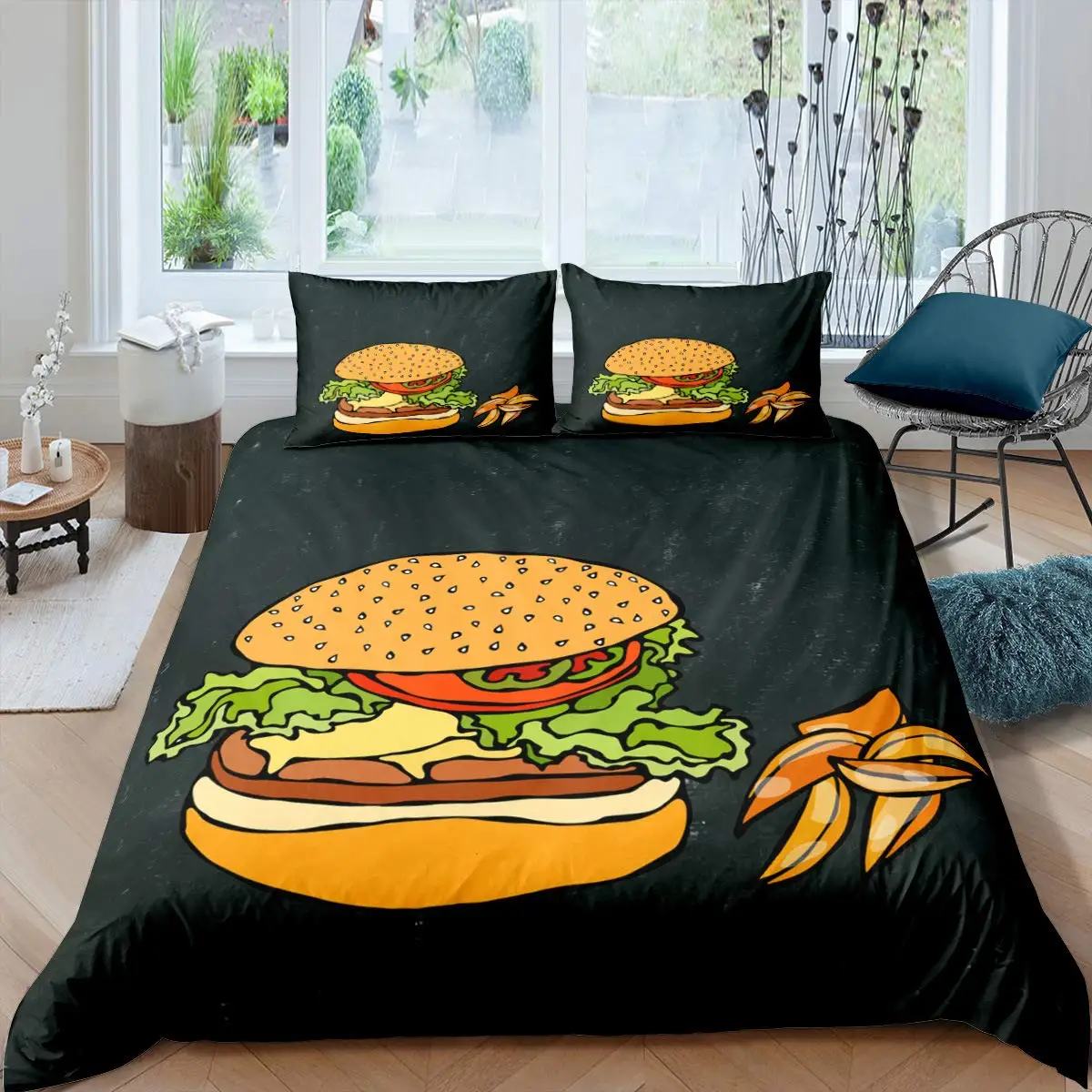 Hamburger Duvet Cover Set Meat Cheese Comforter Cover Fast Food Theme Bedding Set Cartoon Hamburg Pattern Quilt Cover
Hamburger Duvet Cover Set Meat Cheese Comforter Cover Fast Food Theme Bedding Set Cartoon Hamburg Pattern Quilt Cover