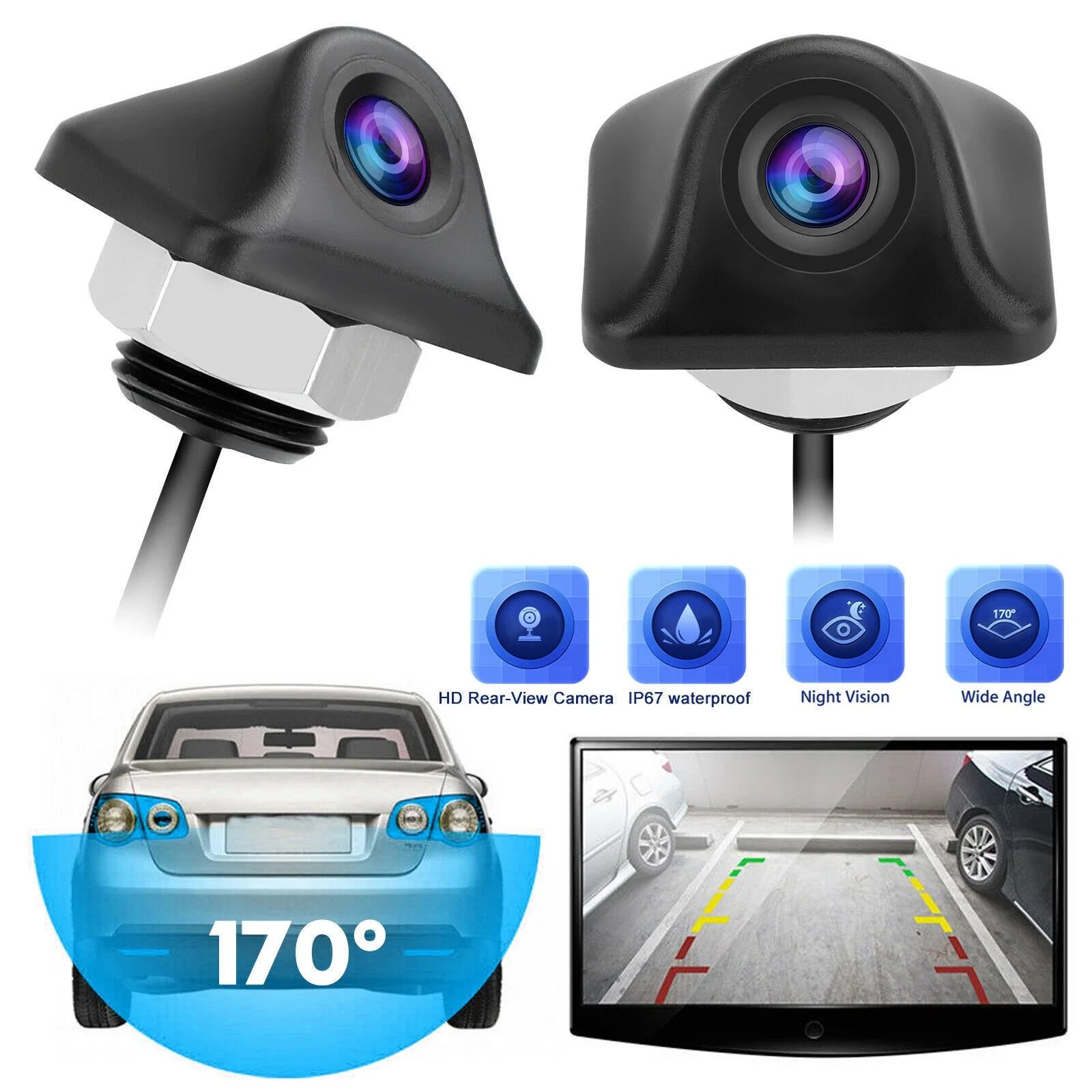 Car Rearview Camera 170° Wide Angle HD Night Visions Auto Parking Reversing Camera Monitor Waterproof Reversing Backup Camera
Car Rearview Camera 170° Wide Angle HD Night Visions Auto Parking Reversing Camera Monitor Waterproof Reversing Backup Camera