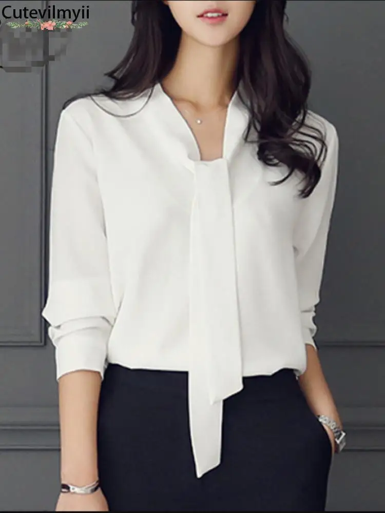 Long Sleeve White Bow Tie Shirt Spring and Autumn New Fashion Women Clothing Loose Chiffon Shirt Women Blouse Tops Blusas Mujer
Long Sleeve White Bow Tie Shirt Spring and Autumn New Fashion Women Clothing Loose Chiffon Shirt Women Blouse Tops Blusas Mujer