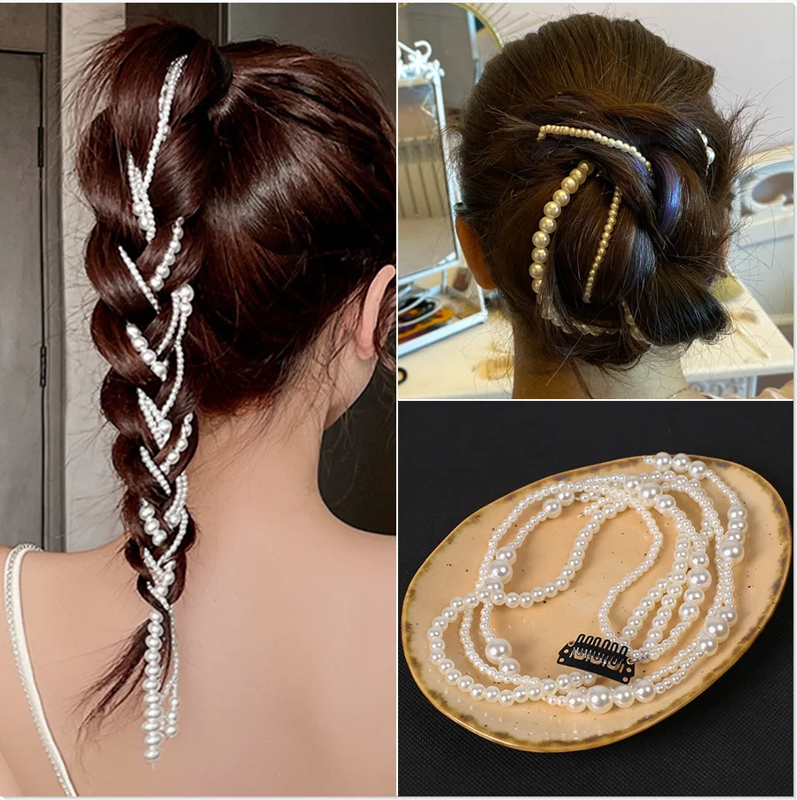 New Korean Elegant Pearl Braided Hairpin for Women Modeling Tool Headband for Banquet Party Hair Ornaments Wedding Hair Jewelry
New Korean Elegant Pearl Braided Hairpin for Women Modeling Tool Headband for Banquet Party Hair Ornaments Wedding Hair Jewelry