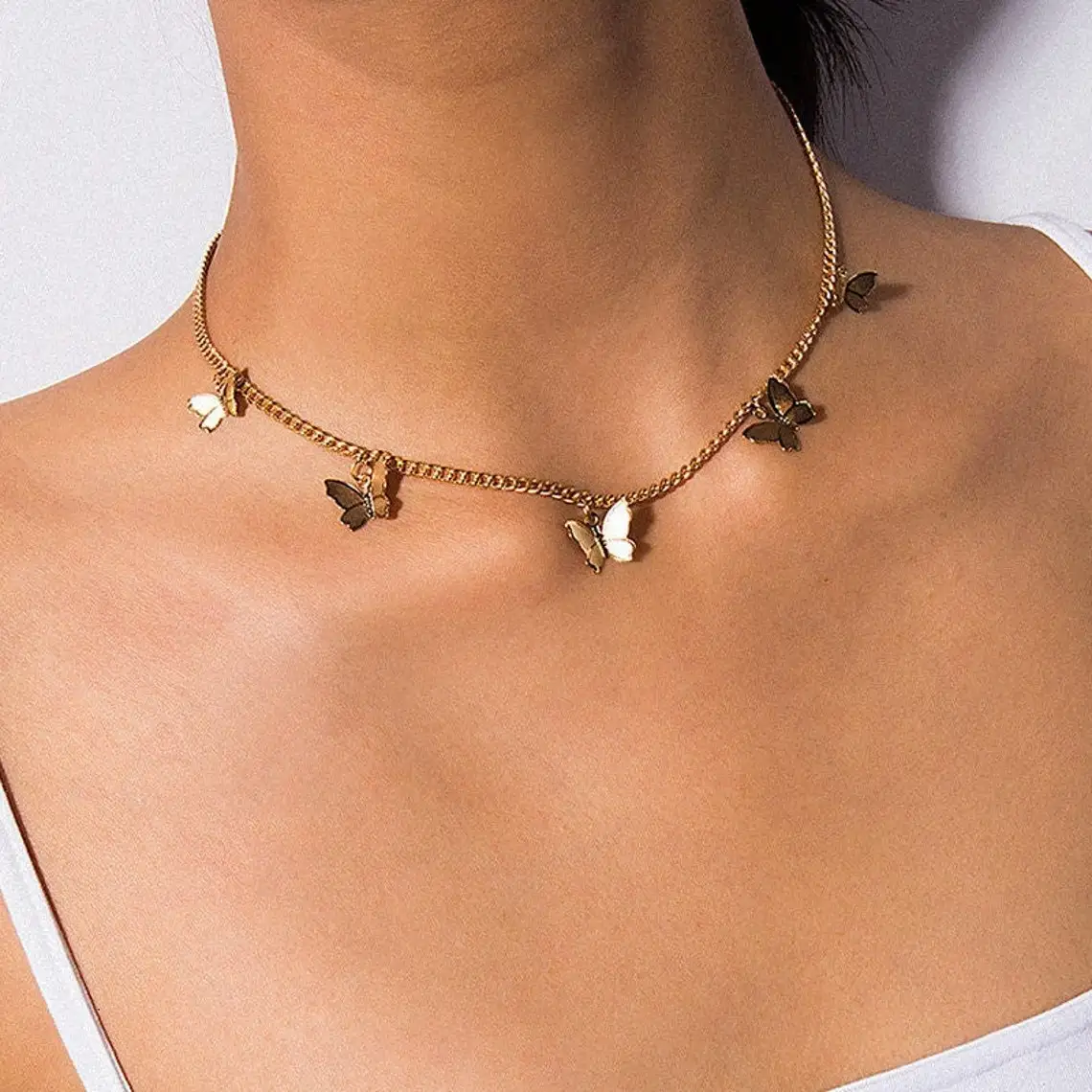 Gold - Silver Chain Butterfly Pendant Choker Necklace, Statement Jewellery, Butterfly Lovers Gift, Butterfly Necklace
Gold - Silver Chain Butterfly Pendant Choker Necklace, Statement Jewellery, Butterfly Lovers Gift, Butterfly Necklace