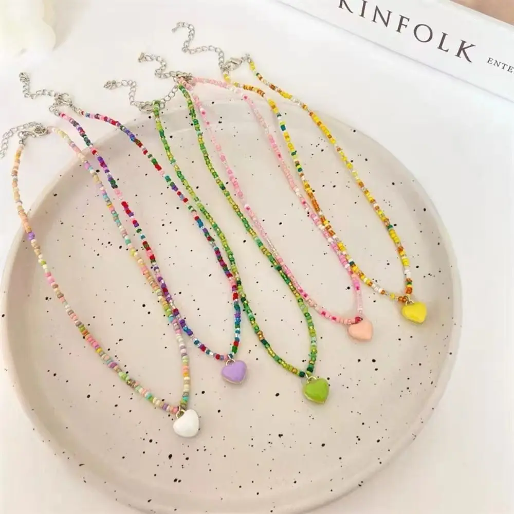 Candy Color Love Heart Beaded Necklace For Women Boho Simple Rice Bead Choker Drip Oil Necklaces Y2K Jewelry Accessories
Candy Color Love Heart Beaded Necklace For Women Boho Simple Rice Bead Choker Drip Oil Necklaces Y2K Jewelry Accessories