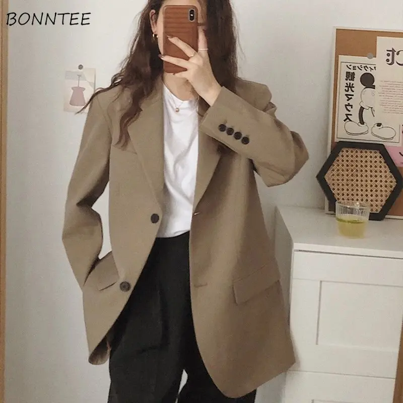 Blazers Women Solid Spring Simple Long Sleeve Loose Ulzzang Casual Button Office Lady Fashion Streetwear All-match Cozy Popular
Blazers Women Solid Spring Simple Long Sleeve Loose Ulzzang Casual Button Office Lady Fashion Streetwear All-match Cozy Popular