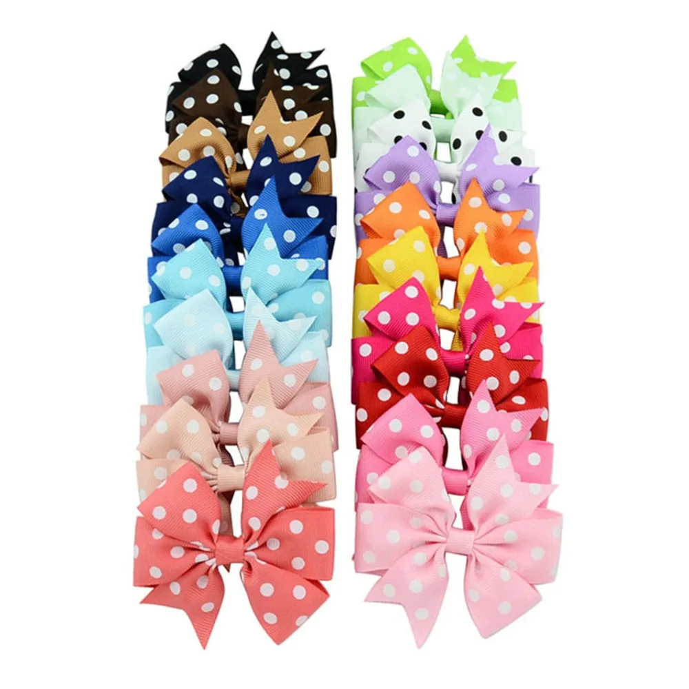

1 Pcs/lot 3 Inch Polka Dot Grosgrain Ribbon Bows Clips With Alligator clip Boutique Kids Girls Bow tie Hair Accessorises592