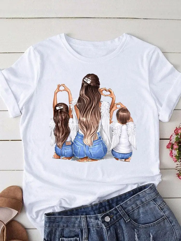 

Short Sleeve Women Son Daughter Mom Mama Print Summer Graphic T Shirt Casual Clothing Fashion Clothes Tee T-shirt Female Top