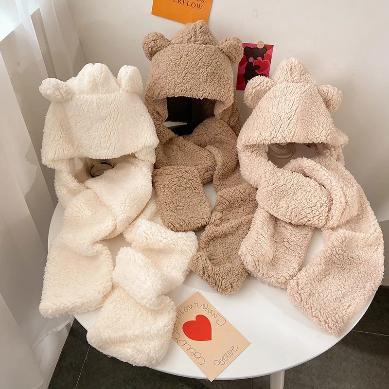 Autumn and Winter Korean Version of Wild Warm Plush Bear Ears Hat Scarf One Female Winter Japanese Sweet and Cute Hats for Women
Autumn and Winter Korean Version of Wild Warm Plush Bear Ears Hat Scarf One Female Winter Japanese Sweet and Cute Hats for Women