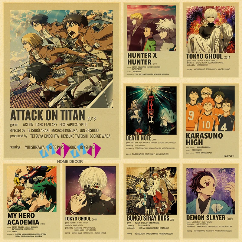 Classic Anime Collection Vintage Kraft Paper Posters Hunter X Hunter Haikyuu!! Sticker Home Room Bar Cafe Decor Wall Painting
Classic Anime Collection Vintage Kraft Paper Posters Hunter X Hunter Haikyuu!! Sticker Home Room Bar Cafe Decor Wall Painting