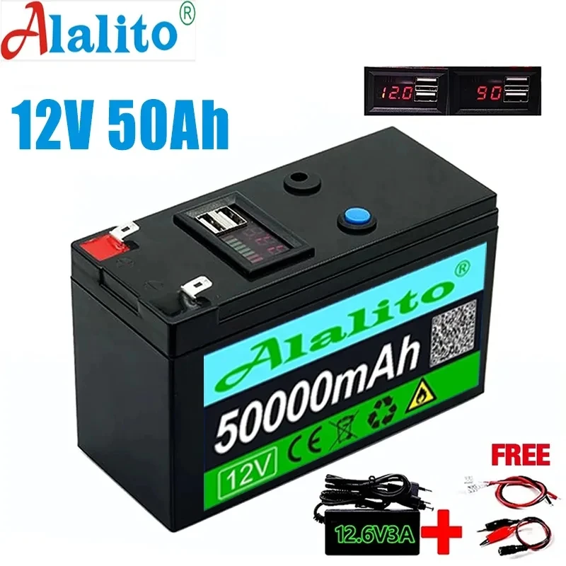 12V Battery 50Ah 18650 lithium battery pack Rechargeable battery for solar energy electric vehicle battery+12.6v3A charger
12V Battery 50Ah 18650 lithium battery pack Rechargeable battery for solar energy electric vehicle battery+12.6v3A charger