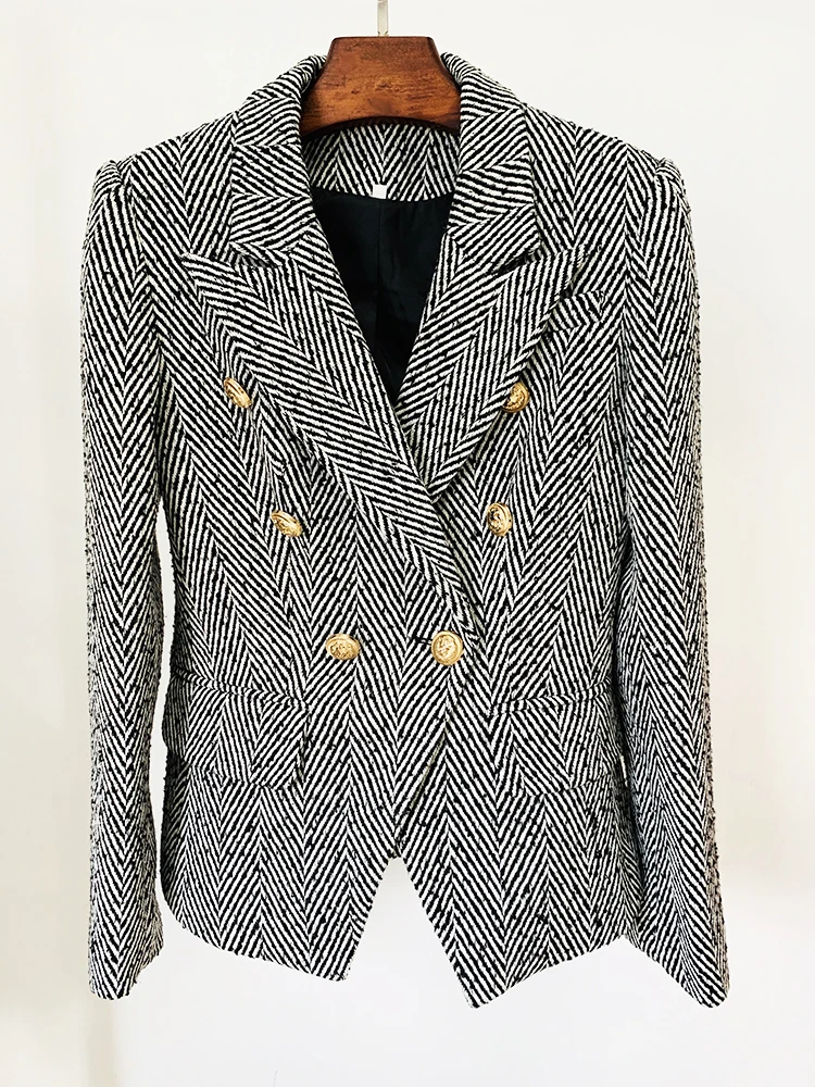 HIGH STREET Newest 2022 F/W Designer Jacket Women Slim Fitting Lion Buttons Herringbone Tweed Blazer
HIGH STREET Newest 2022 F/W Designer Jacket Women Slim Fitting Lion Buttons Herringbone Tweed Blazer