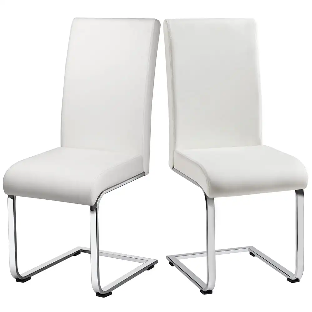 Modern Dining Chairs Upholstered High-Back Dining Chairs PU Leather Kitchen Chairs with Metal Legs, White
Modern Dining Chairs Upholstered High-Back Dining Chairs PU Leather Kitchen Chairs with Metal Legs, White