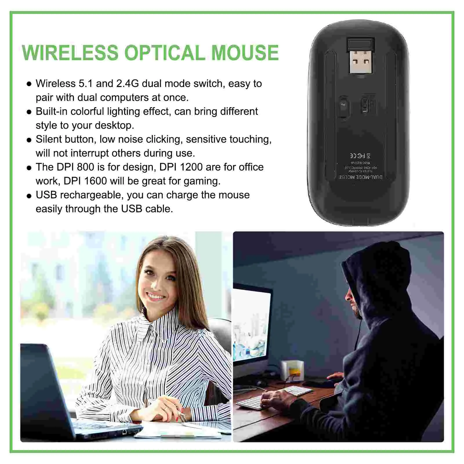 2x 2.4GHz 5.1 Silent Wireless Optical Mice Wireless with Receiver Laptop Wireless Computer Wireless
2x 2.4GHz 5.1 Silent Wireless Optical Mice Wireless with Receiver Laptop Wireless Computer Wireless