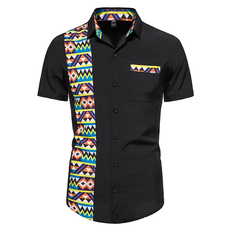 Men's African Style Print Stitching Design Short Sleeve Button-down Shirt Traditional Shirt
Men's African Style Print Stitching Design Short Sleeve Button-down Shirt Traditional Shirt
