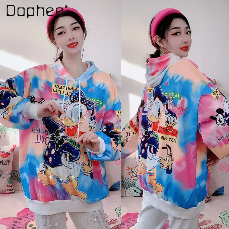 Female 2023 Spring Fashion Brand Heavy Industry Rhinestone Pearl Beaded Cartoon Print Loose Hooded Sweatshirt Women's Hoodies
Female 2023 Spring Fashion Brand Heavy Industry Rhinestone Pearl Beaded Cartoon Print Loose Hooded Sweatshirt Women's Hoodies