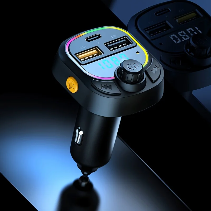 Wireless Car Charger, FM Transmitter Quick Charger (C28) 3 Ports USB PD QC 3.1 Type-C Double-click To Switch Wireless/U Disk
Wireless Car Charger, FM Transmitter Quick Charger (C28) 3 Ports USB PD QC 3.1 Type-C Double-click To Switch Wireless/U Disk