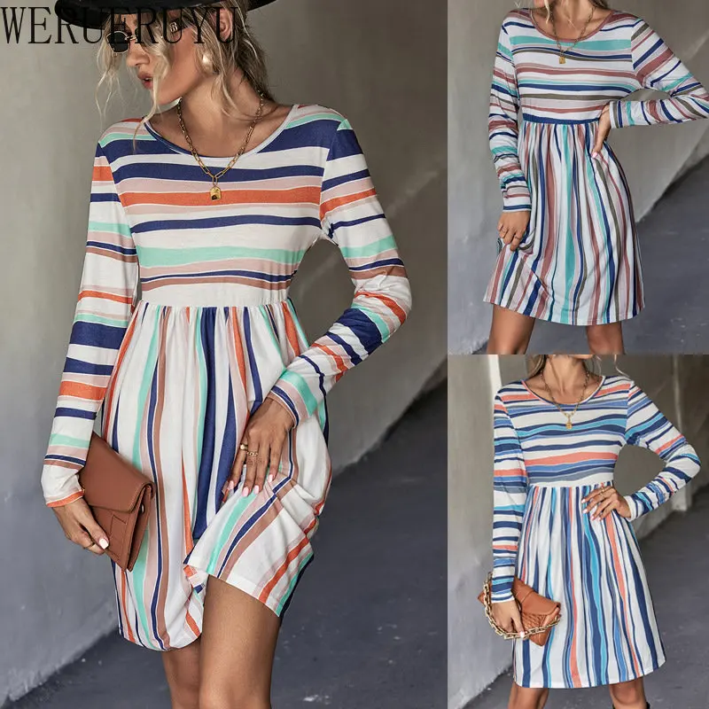 New Casual Stripe Print Mini Long Sleeve Dress Woman Clothes Autumn Winter Korean Fashion Elegant Evening Dresses for Women 2022
New Casual Stripe Print Mini Long Sleeve Dress Woman Clothes Autumn Winter Korean Fashion Elegant Evening Dresses for Women 2022
