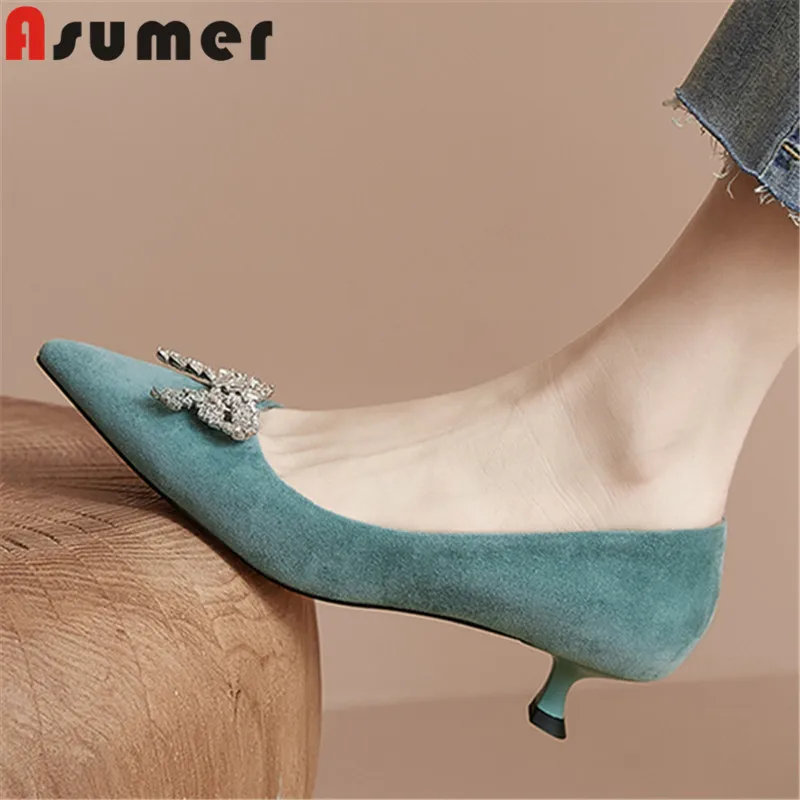 ASUMER 2023 New Rhinestone Kid Suede Shoes Woman Butterfly Knot Elegant Ladies Party Pumps Slip On Thin Med Heels Shoes
ASUMER 2023 New Rhinestone Kid Suede Shoes Woman Butterfly Knot Elegant Ladies Party Pumps Slip On Thin Med Heels Shoes