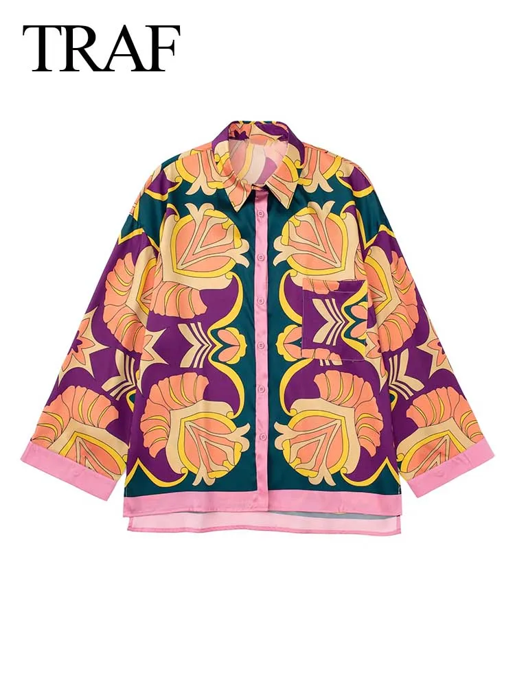 TRAF Holiday Style Long Sleeve Lightweight Loose Skin-Friendly Women Shirt Color Print Minority Style Beach Casual Blouse
TRAF Holiday Style Long Sleeve Lightweight Loose Skin-Friendly Women Shirt Color Print Minority Style Beach Casual Blouse
