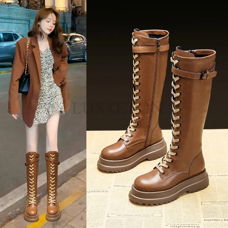 Women Knee-High Boots Autumn Winter Boots Woman Fashion Lace-up Ladies Zipper Botas Mujer Platform Heel Ladies Shoes
Women Knee-High Boots Autumn Winter Boots Woman Fashion Lace-up Ladies Zipper Botas Mujer Platform Heel Ladies Shoes