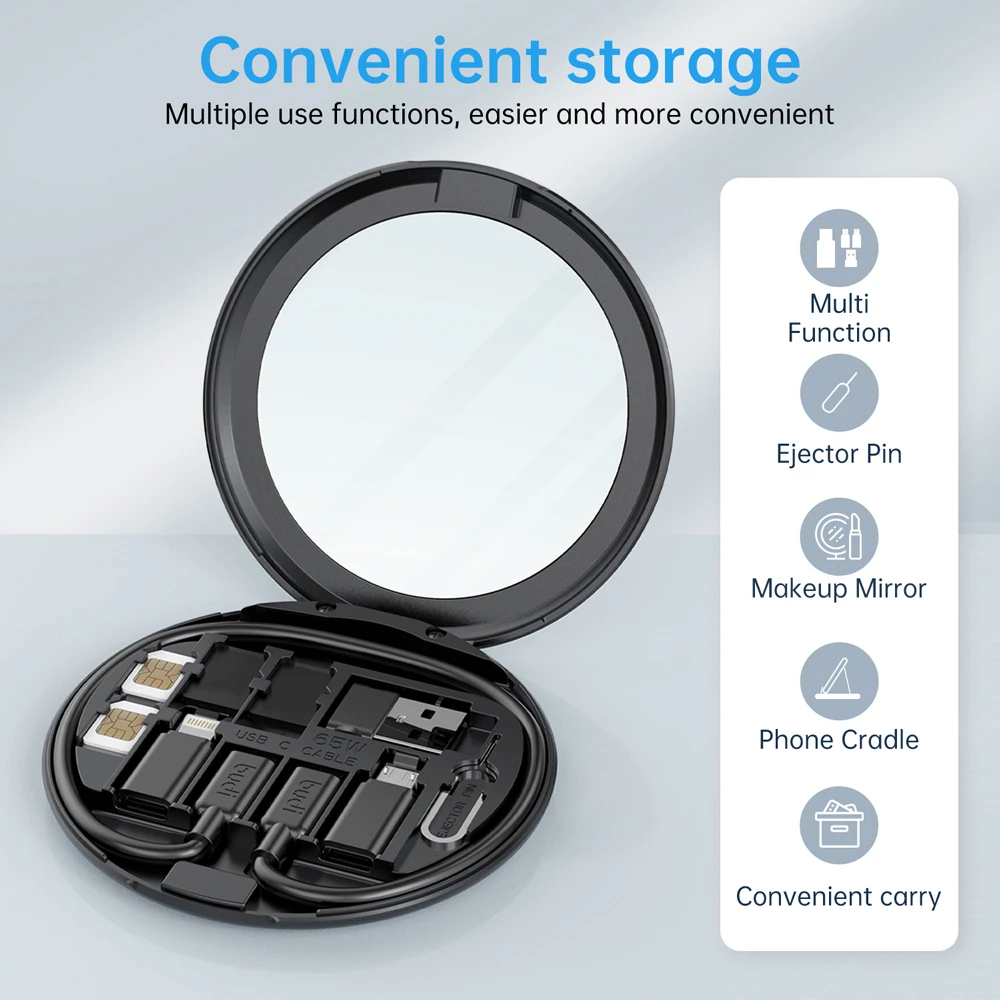 Portable Storage Box With Mirror Usb Adapter Fast Charging Multi-function Extended Transfer Phone Accessories Universal 11 In 1
Portable Storage Box With Mirror Usb Adapter Fast Charging Multi-function Extended Transfer Phone Accessories Universal 11 In 1