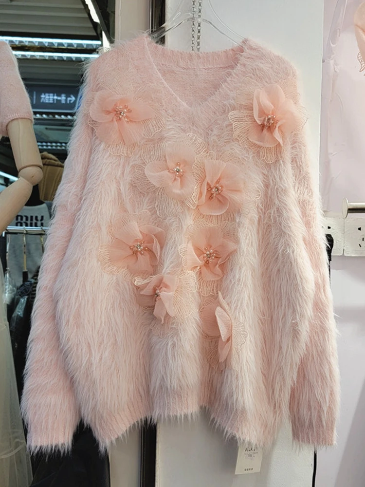 Осенне-зимний женский свитер средней длины в Корейском стиле с цветами из меха норки высококачественный элегантный милый толстый теплый свитер пуловер
Осенне-зимний женский свитер средней длины в Корейском стиле с цветами из меха норки высококачественный элегантный милый толстый теплый свитер пуловер