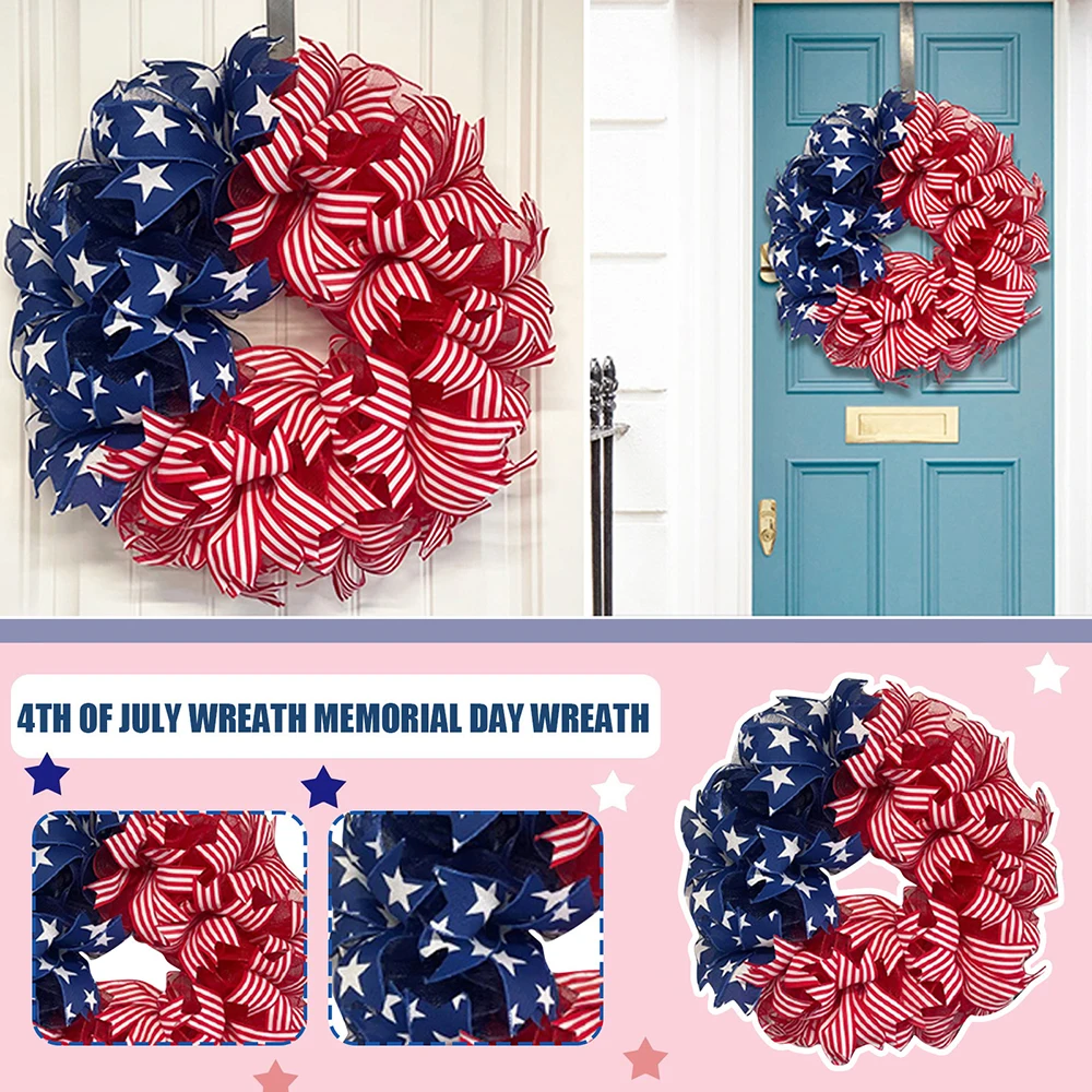 America Independence Day Wreath For Farmhouse Door Window Decor Party Festival Garland Artificial Red White And Blue Cloth
America Independence Day Wreath For Farmhouse Door Window Decor Party Festival Garland Artificial Red White And Blue Cloth