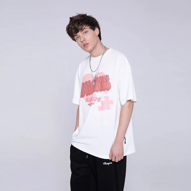 2022 Trendy Heart Puzzle Printing Short Sleeve T-Shirt Oversized Cotton Couple T-shirts Half Sleeve Loose Unisex Tshirt For Men
2022 Trendy Heart Puzzle Printing Short Sleeve T-Shirt Oversized Cotton Couple T-shirts Half Sleeve Loose Unisex Tshirt For Men