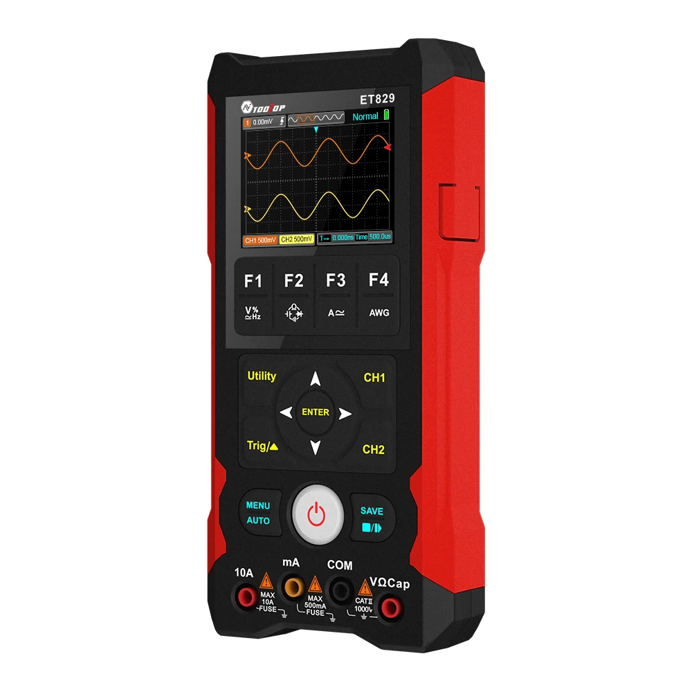 TOOLTOP 3 in 1 ET829 Intelligent Dual Channel Oscilloscope Multimeter Innovative 250MSa/s 80MHz AI Waveform Preview Waveform Gen
TOOLTOP 3 in 1 ET829 Intelligent Dual Channel Oscilloscope Multimeter Innovative 250MSa/s 80MHz AI Waveform Preview Waveform Gen