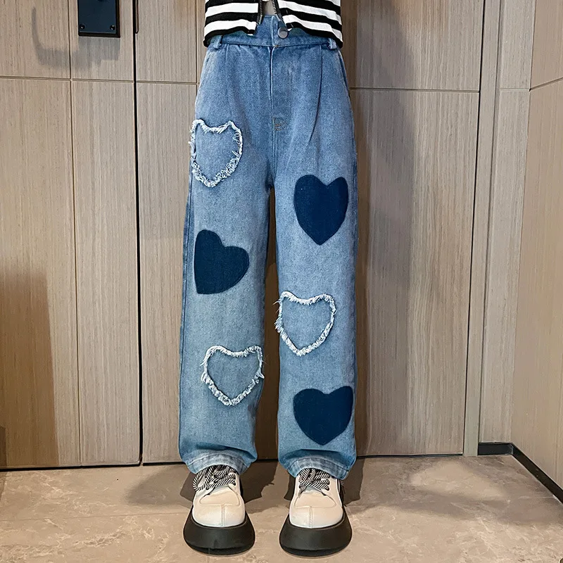 Teenage Girls Casual Denim Pants Loose Fashion Spring Wide Leg Jeans for Kids 2023 Heart Design School Children Trousers 13 14 Y
Teenage Girls Casual Denim Pants Loose Fashion Spring Wide Leg Jeans for Kids 2023 Heart Design School Children Trousers 13 14 Y