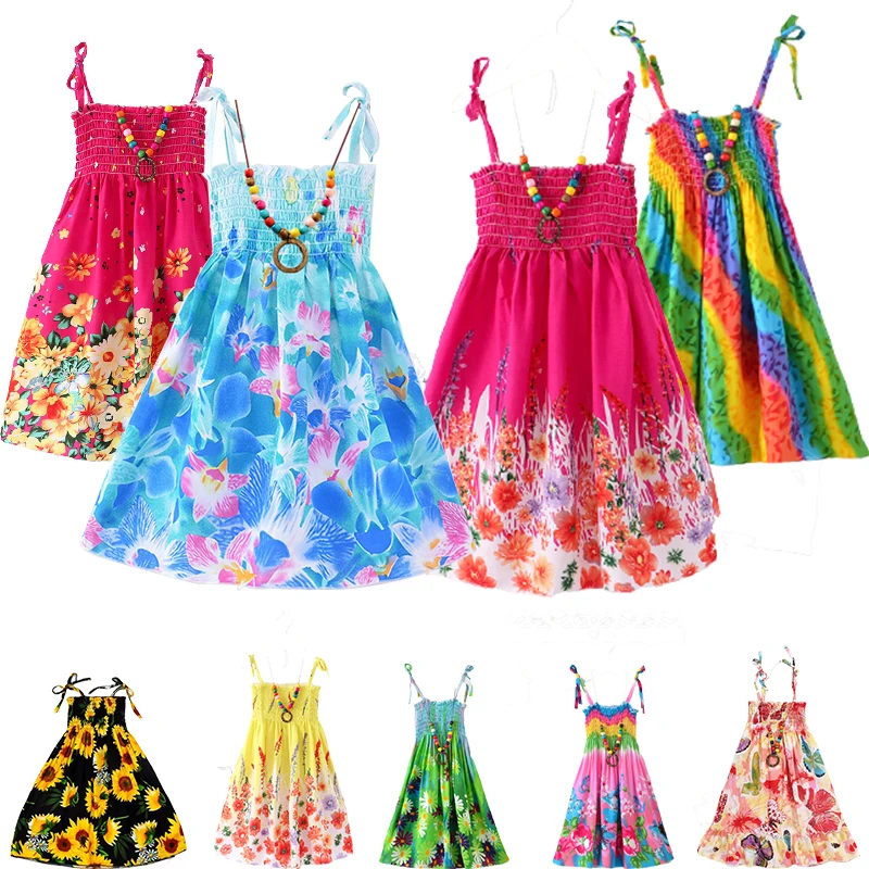 3-12Y Kids Summer Dress For Girls Floral Sling Ruffles Bohemian Beach Princess Dresses Girl Children Clothes With Necklace Gift
3-12Y Kids Summer Dress For Girls Floral Sling Ruffles Bohemian Beach Princess Dresses Girl Children Clothes With Necklace Gift