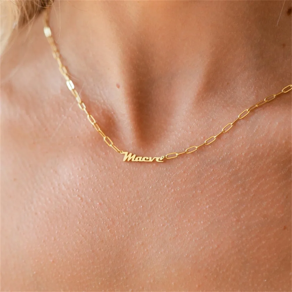 Custom Name Necklace Personalized Letter Pendants Gold Paper Clip Chain Fashion Necklaces 2022 Woman Stainless SteelJewelry
Custom Name Necklace Personalized Letter Pendants Gold Paper Clip Chain Fashion Necklaces 2022 Woman Stainless SteelJewelry